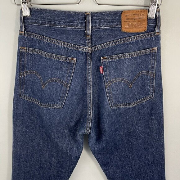 Levis Premium Wedgie Straight Jeans Blue Womens 26 Button Fly Raw Hem - Picture 9 of 15